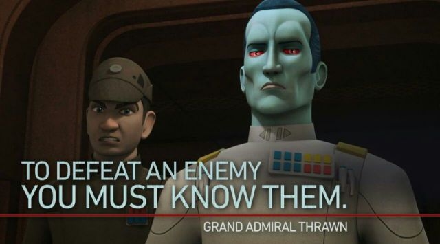 This meme is an image of a Star Wars character, specifically General Grievous, with a quote overlayed on top. The text reads: "To defeat an enemy, you must first understand them." However, the meme is actually a play on this quote, with the text changed to "To defeat an enemy, you must first... know them" and the word "know" is replaced with the Star Wars character's name, "Grievous", to make a pun on the quote.